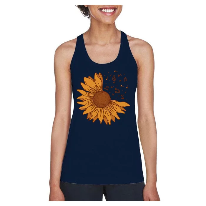 Sunflower Musical Notes Women's Racerback Tank