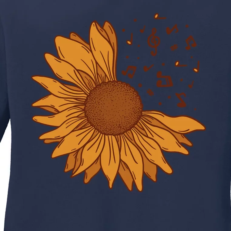 Sunflower Musical Notes Ladies Long Sleeve Shirt