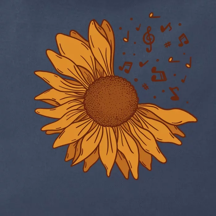 Sunflower Musical Notes Zip Tote Bag