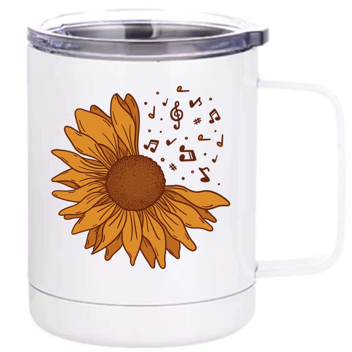 Sunflower Musical Notes Front & Back 12oz Stainless Steel Tumbler Cup