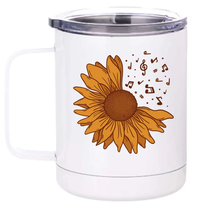 Sunflower Musical Notes Front & Back 12oz Stainless Steel Tumbler Cup