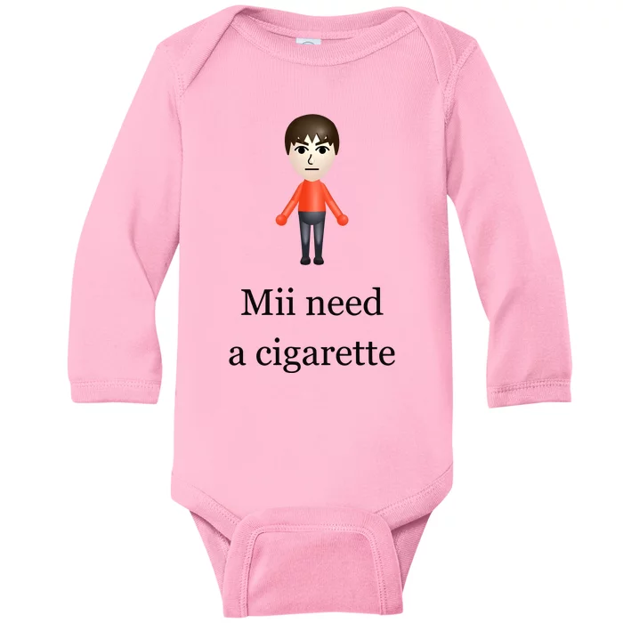 Slimnotshadyyy Mii Need A Cigarette Baby Long Sleeve Bodysuit