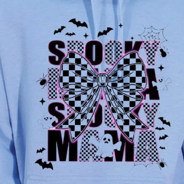 Spooky Mama Neon Halloween Spooky Season Halloween Checkered Unisex Surf Hoodie