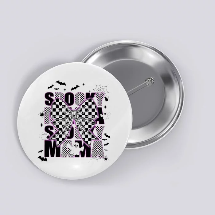 Spooky Mama Neon Halloween Spooky Season Halloween Checkered Button