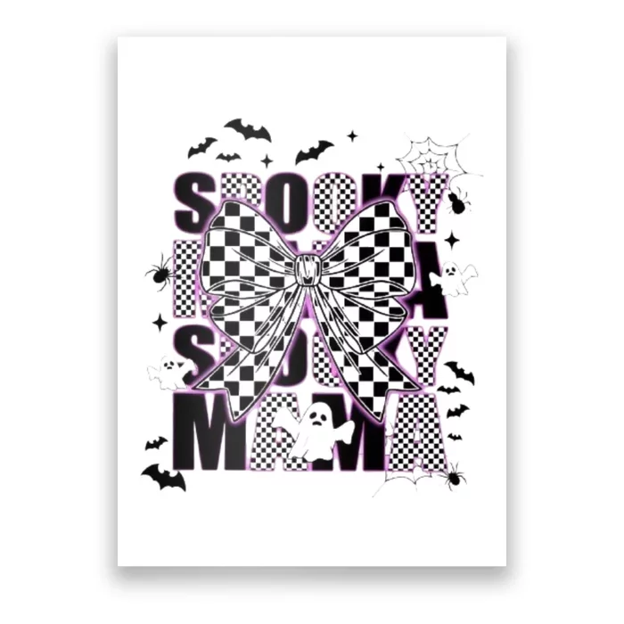 Spooky Mama Neon Halloween Spooky Season Halloween Checkered Poster