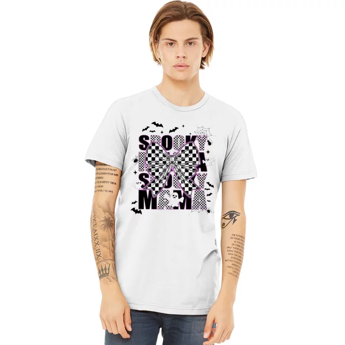 Spooky Mama Neon Halloween Spooky Season Halloween Checkered Premium T-Shirt