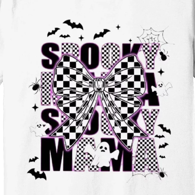 Spooky Mama Neon Halloween Spooky Season Halloween Checkered Premium T-Shirt