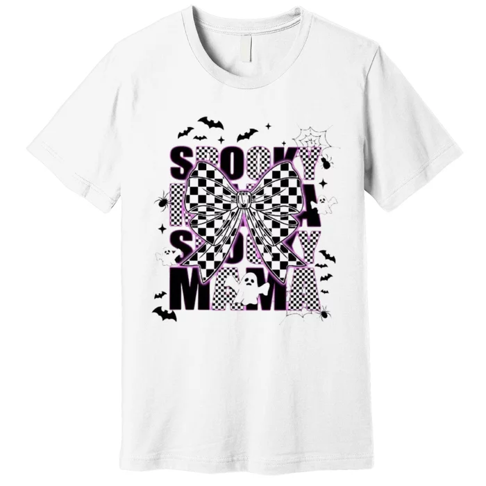 Spooky Mama Neon Halloween Spooky Season Halloween Checkered Premium T-Shirt