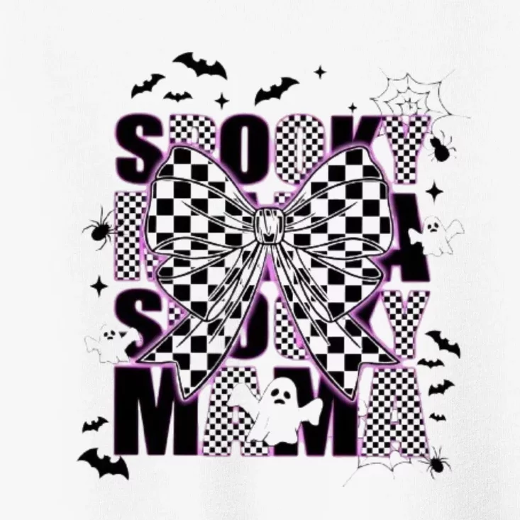 Spooky Mama Neon Halloween Spooky Season Halloween Checkered Toddler T-Shirt