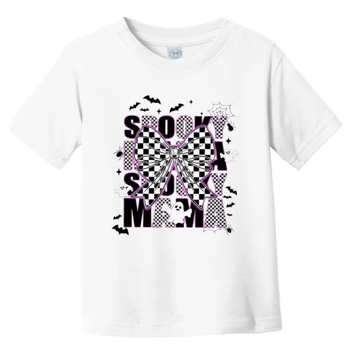 Spooky Mama Neon Halloween Spooky Season Halloween Checkered Toddler T-Shirt