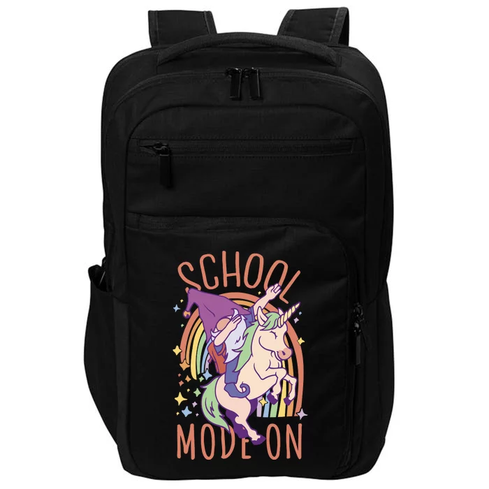 School Mode On Gnome Unicorn Rainbow Dab Impact Tech Backpack