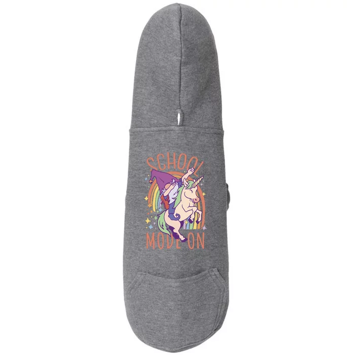 School Mode On Gnome Unicorn Rainbow Dab Doggie 3-End Fleece Hoodie