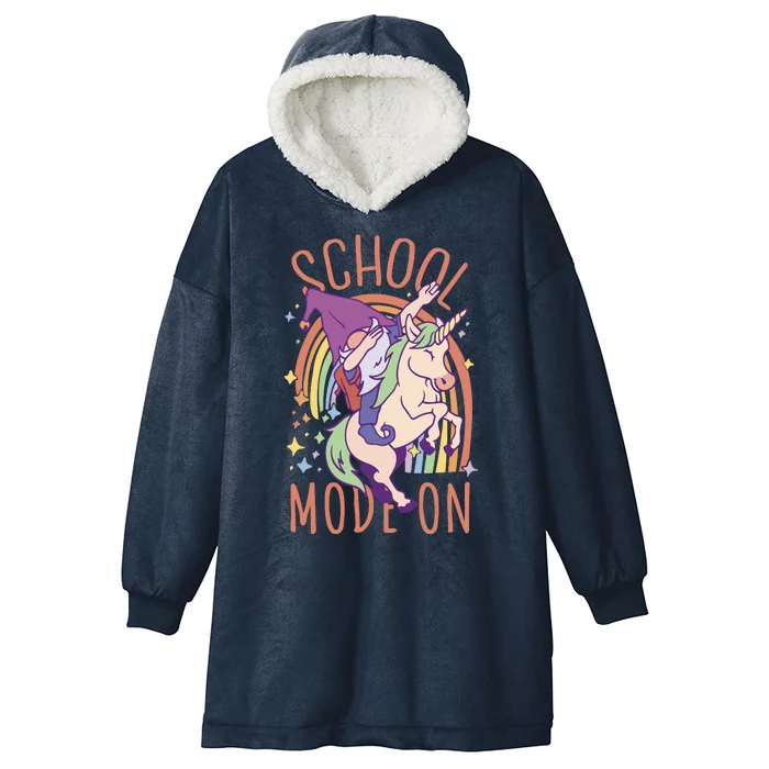 School Mode On Gnome Unicorn Rainbow Dab Hooded Wearable Blanket