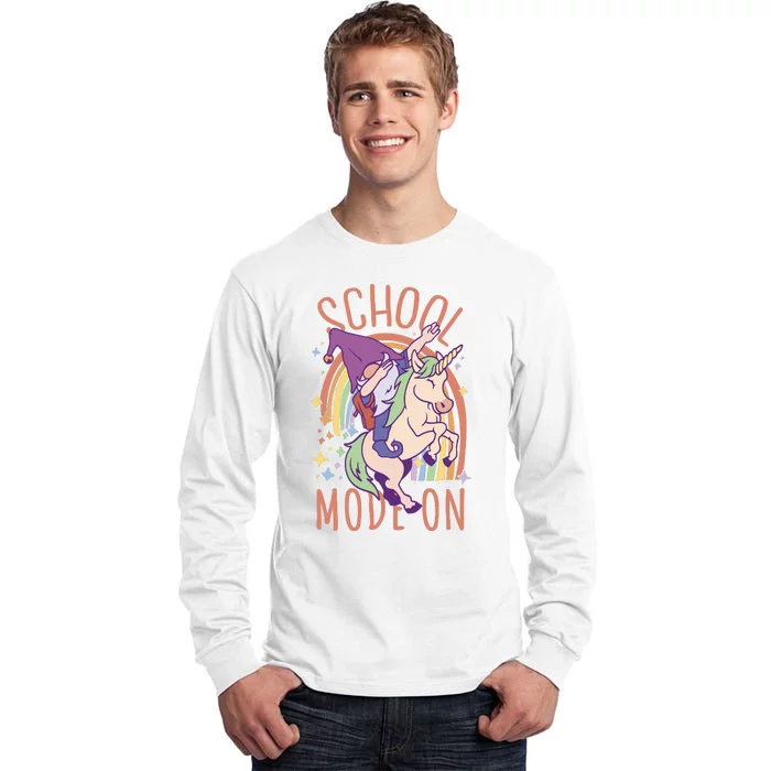 School Mode On Gnome Unicorn Rainbow Dab Tall Long Sleeve T-Shirt