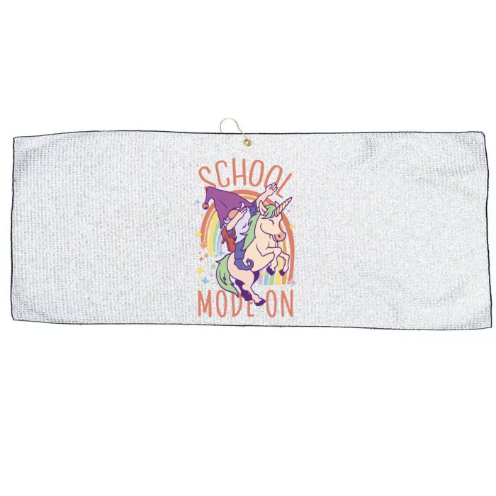 School Mode On Gnome Unicorn Rainbow Dab Large Microfiber Waffle Golf Towel