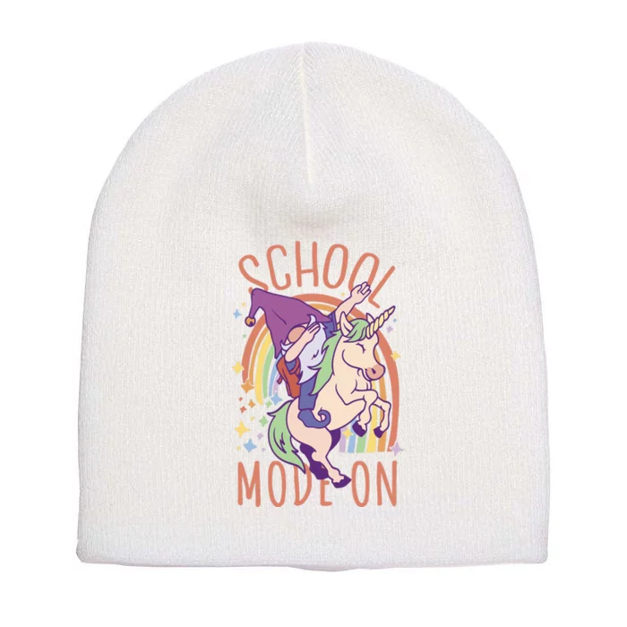 School Mode On Gnome Unicorn Rainbow Dab Short Acrylic Beanie