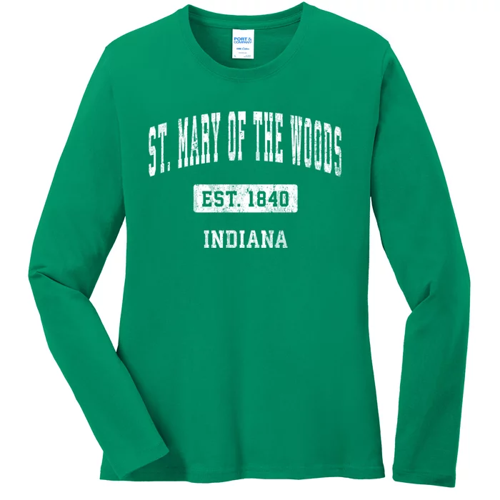 St. Mary Of The Woods Indiana In Vintage Sports Established Ladies Long Sleeve Shirt