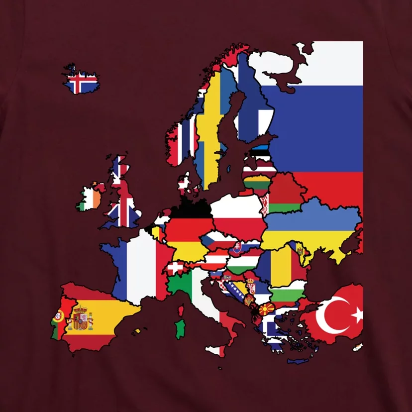 Simple Map Of Europe With Country Flags T-Shirt