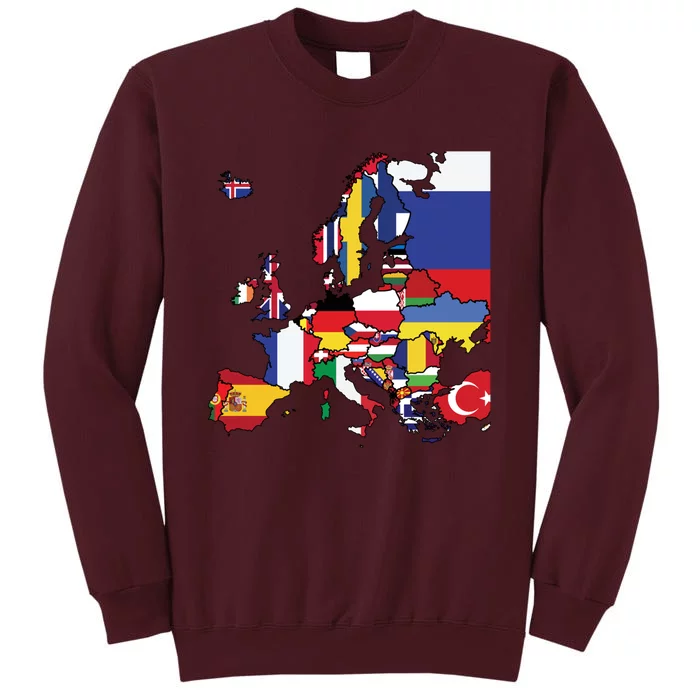 Simple Map Of Europe With Country Flags Tall Sweatshirt