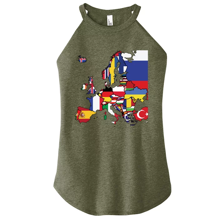 Simple Map Of Europe With Country Flags Women’s Perfect Tri Rocker Tank