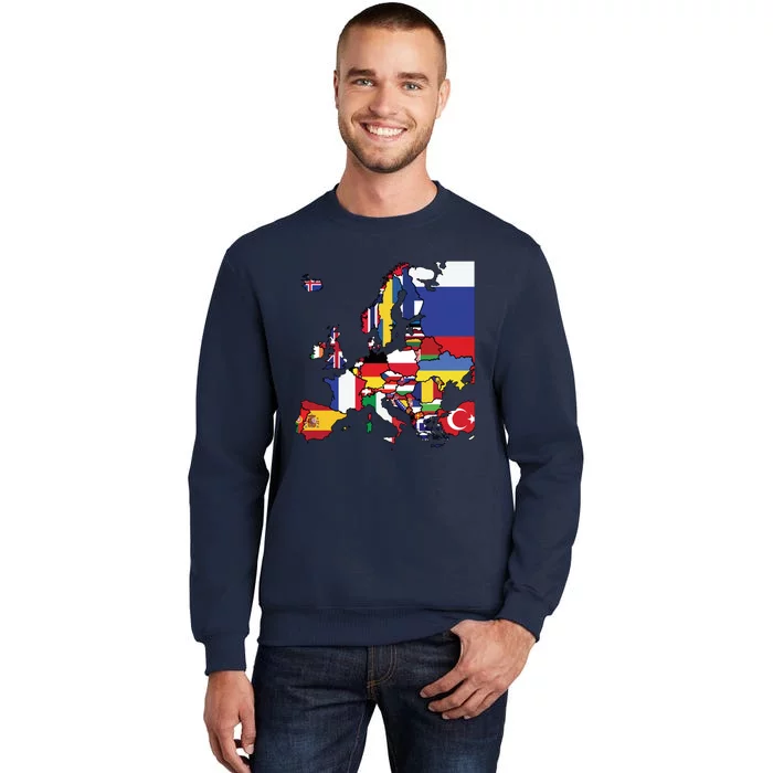 Simple Map Of Europe With Country Flags Sweatshirt