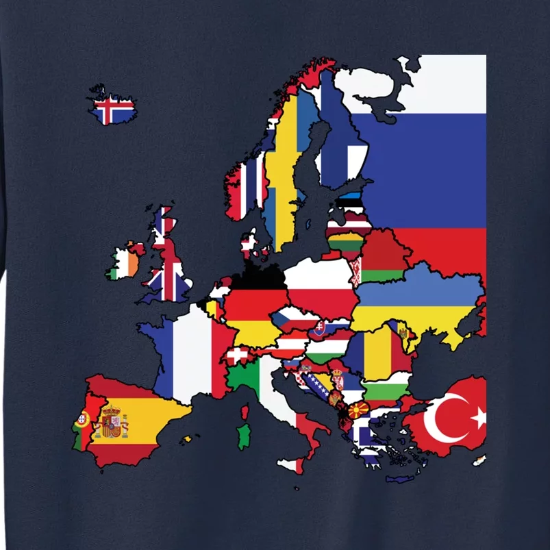 Simple Map Of Europe With Country Flags Sweatshirt