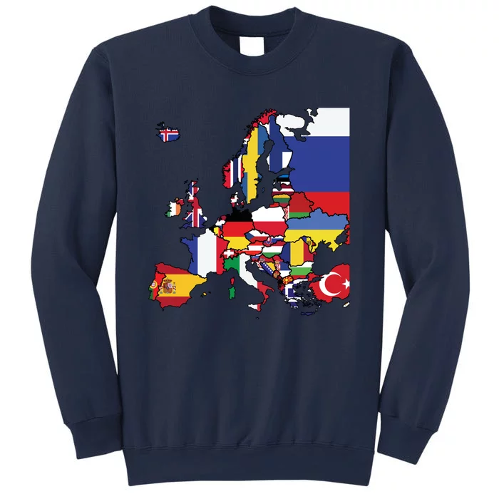 Simple Map Of Europe With Country Flags Sweatshirt