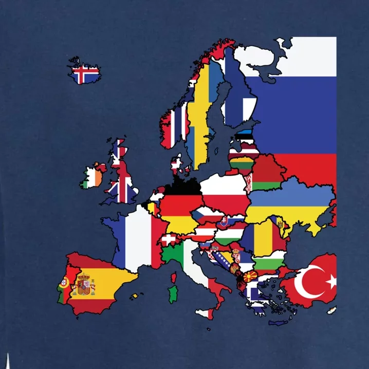 Simple Map Of Europe With Country Flags Garment-Dyed Sweatshirt