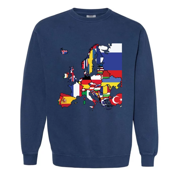 Simple Map Of Europe With Country Flags Garment-Dyed Sweatshirt