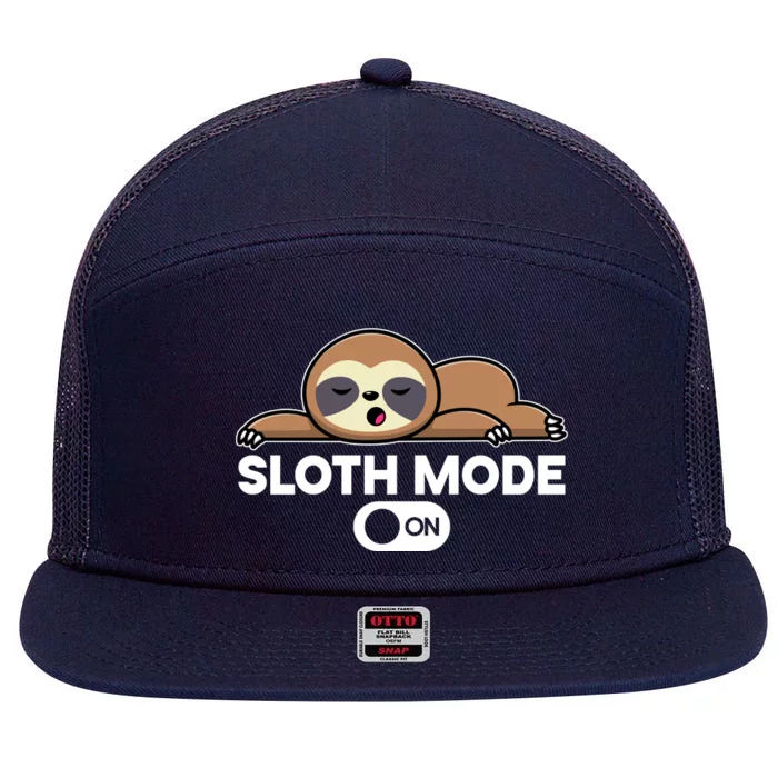 Sloth Mode On Funny Lazy 7 Panel Mesh Trucker Snapback Hat