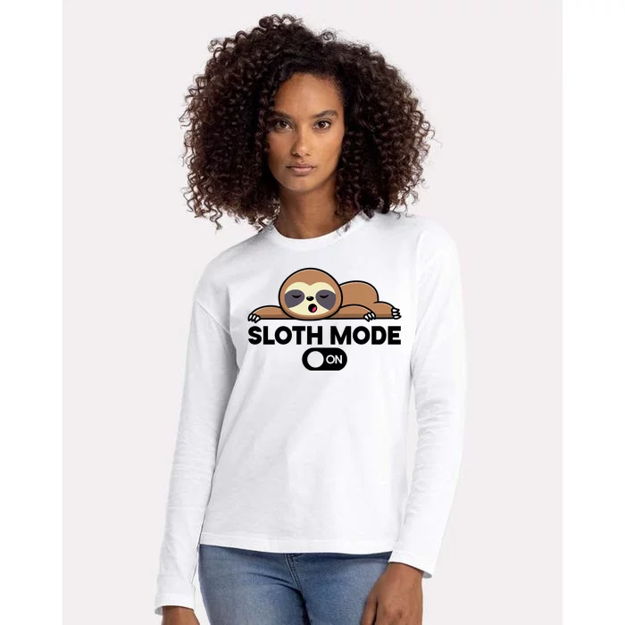 Sloth Mode On Funny Lazy Womens Cotton Relaxed Long Sleeve T-Shirt