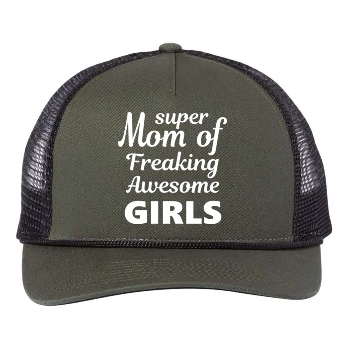 Super Mom Of Freaking Awesome Mother Day Gift Mom Wife Gift Retro Rope Trucker Hat Cap