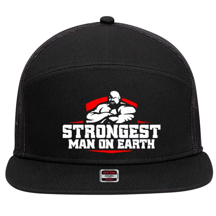 Strongest Man On Earth 7 Panel Mesh Trucker Snapback Hat