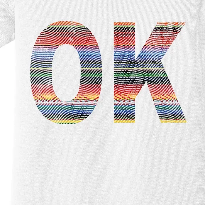 Serape Mexican Ok State Of Oklahoma Distressed Baby Bodysuit