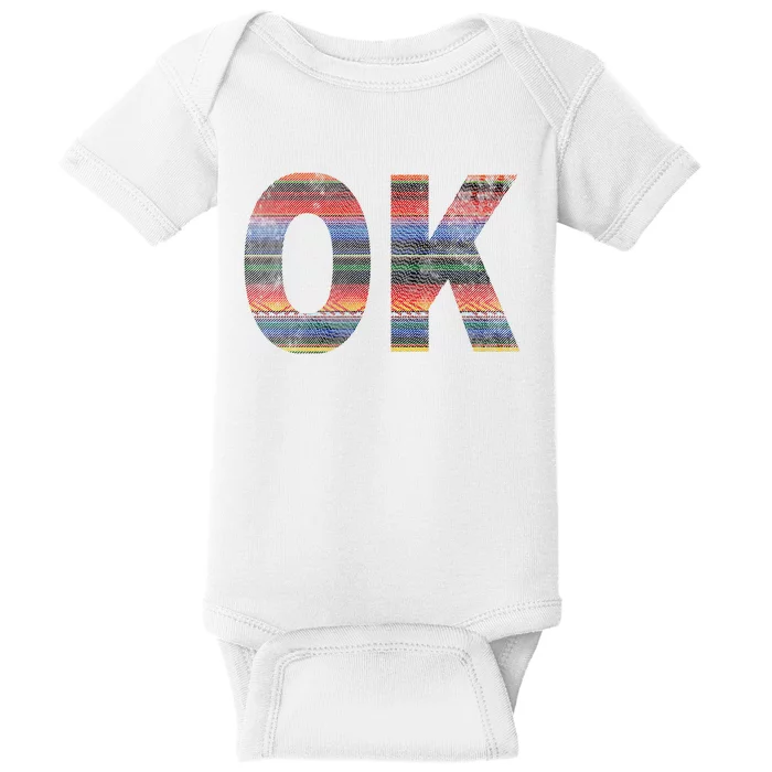 Serape Mexican Ok State Of Oklahoma Distressed Baby Bodysuit