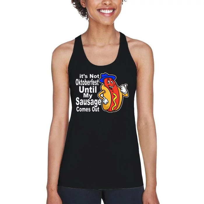 Sausage Meme Oktoberfest Costume Funny Joke Bavarian German Women's Racerback Tank