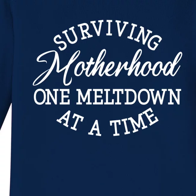 Surviving Motherhood One Meltdown At A Time Gift Baby Long Sleeve Bodysuit