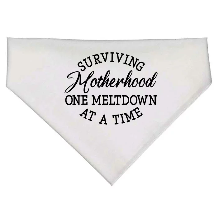 Surviving Motherhood One Meltdown At A Time Gift USA-Made Doggie Bandana