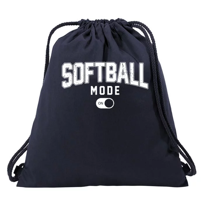 Softball Mode On Drawstring Bag