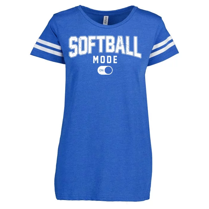 Softball Mode On Enza Ladies Jersey Football T-Shirt