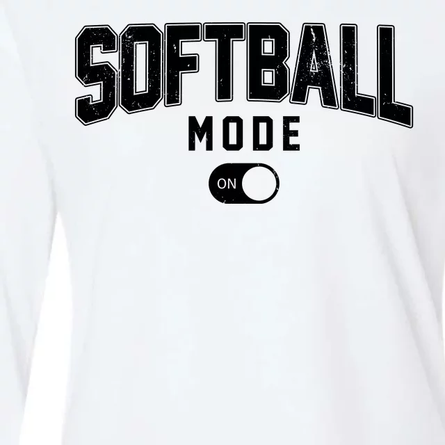 Softball Mode On Womens Cotton Relaxed Long Sleeve T-Shirt