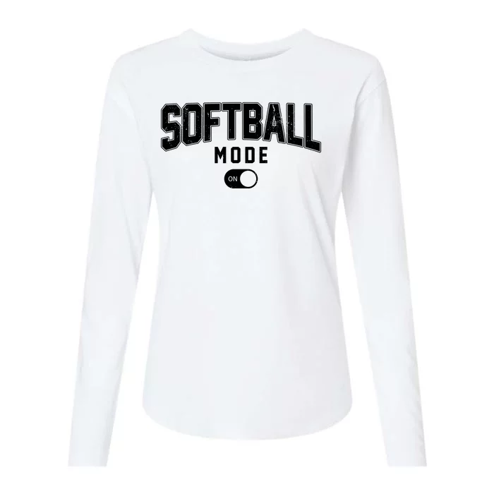 Softball Mode On Womens Cotton Relaxed Long Sleeve T-Shirt