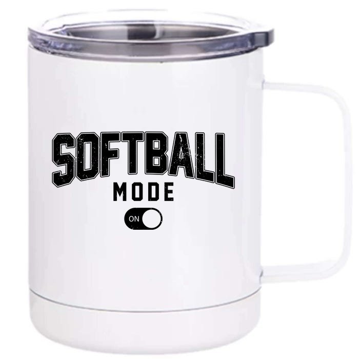 Softball Mode On Front & Back 12oz Stainless Steel Tumbler Cup