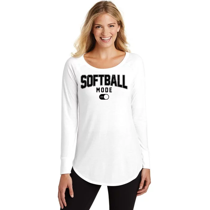 Softball Mode On Women's Perfect Tri Tunic Long Sleeve Shirt