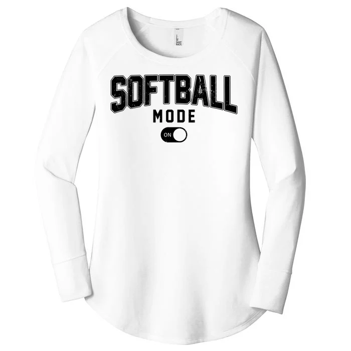 Softball Mode On Women's Perfect Tri Tunic Long Sleeve Shirt