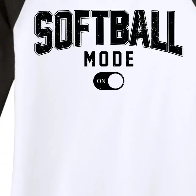 Softball Mode On Women's Tri-Blend 3/4-Sleeve Raglan Shirt