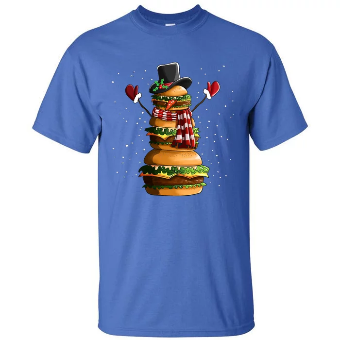 Snowman Made Of Burgers Cheeseburger Fast Food Christmas Tall T-Shirt