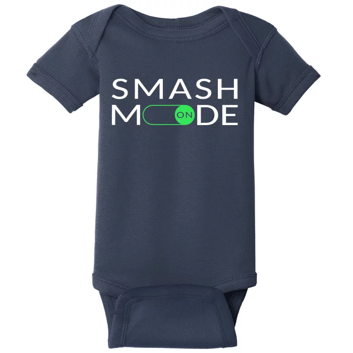 Smash Mode On Funny Pickleball Pun For Pickleball Players Baby Bodysuit