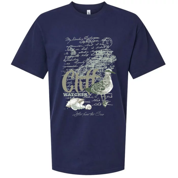 Seagull Maritime Ocean Life Beach House Cliff Gift Gift Sueded Cloud Jersey T-Shirt