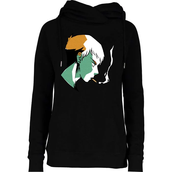 Smoking Anime Boy Womens Funnel Neck Pullover Hood